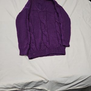 Next Purple Cable Knit V-Neck Jumper Size M A20 1430