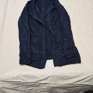 Per Una Weekend Navy Blue Chunky Knit Open Front Cardigan A19 1420