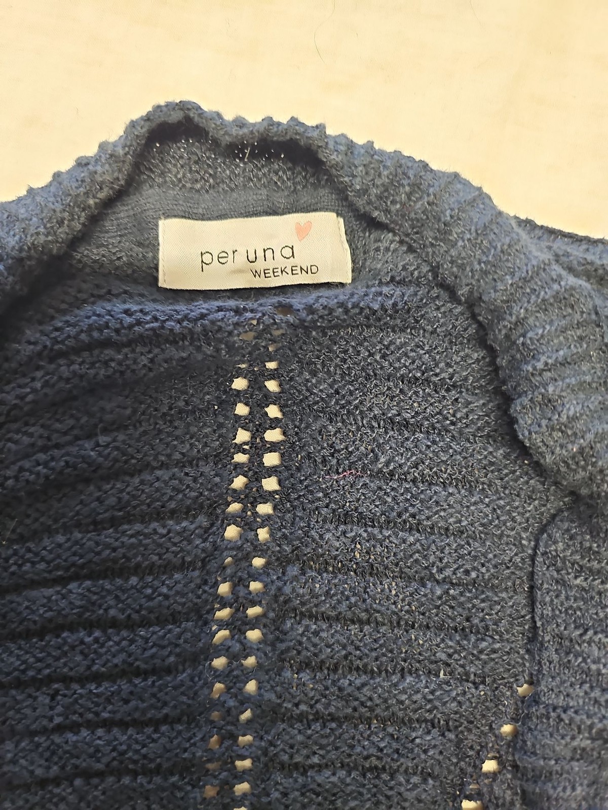 Per Una Weekend Navy Blue Chunky Knit Open Front Cardigan A19 1420