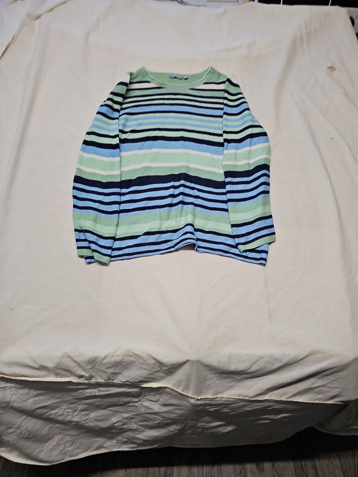 Rabe 1920 Vintage Striped Knit Jumper - Mint, Blue & Navy - Size 40 A19 1425