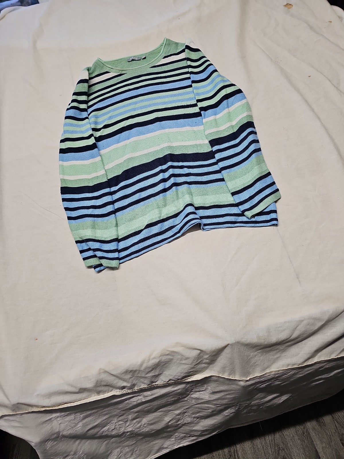 Rabe 1920 Vintage Striped Knit Jumper - Mint, Blue & Navy - Size 40 A19 1425 - Image 3