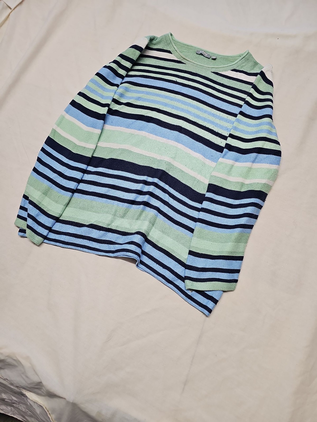 Rabe 1920 Vintage Striped Knit Jumper - Mint, Blue & Navy - Size 40 A19 1425 - Image 4