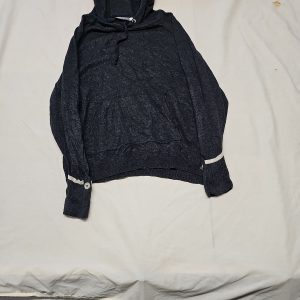 Mint Velvet Charcoal Grey Knit Hoodie with Button Detail Cuffs A19 1424