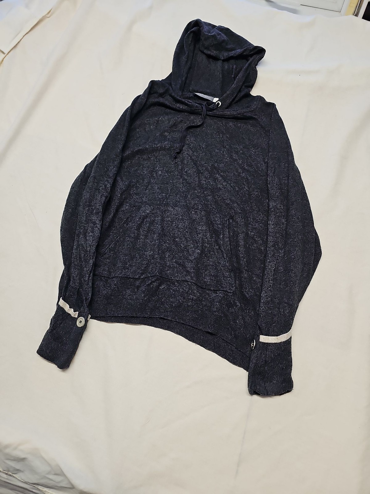 Mint Velvet Charcoal Grey Knit Hoodie with Button Detail Cuffs A19 1424 - Image 4