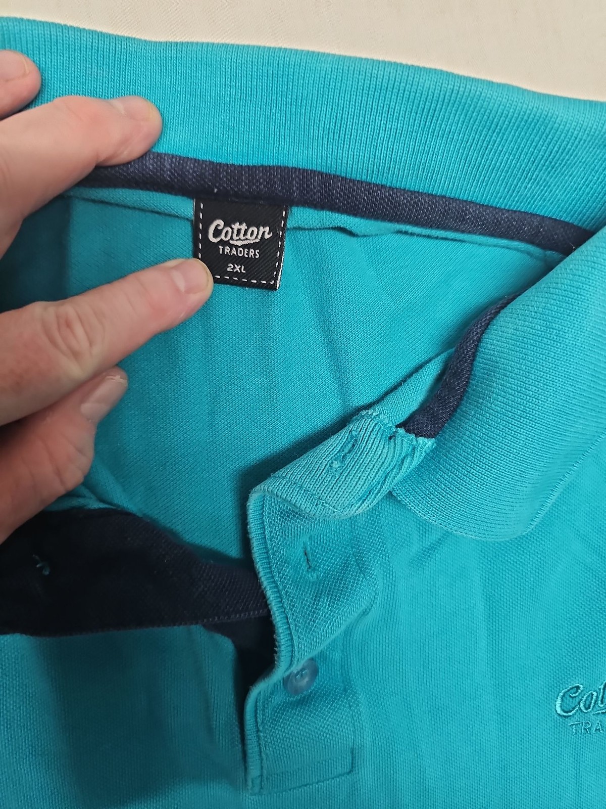 Cotton Traders Men’s Turquoise Blue Piqué Polo Shirt 2XL A18 1417