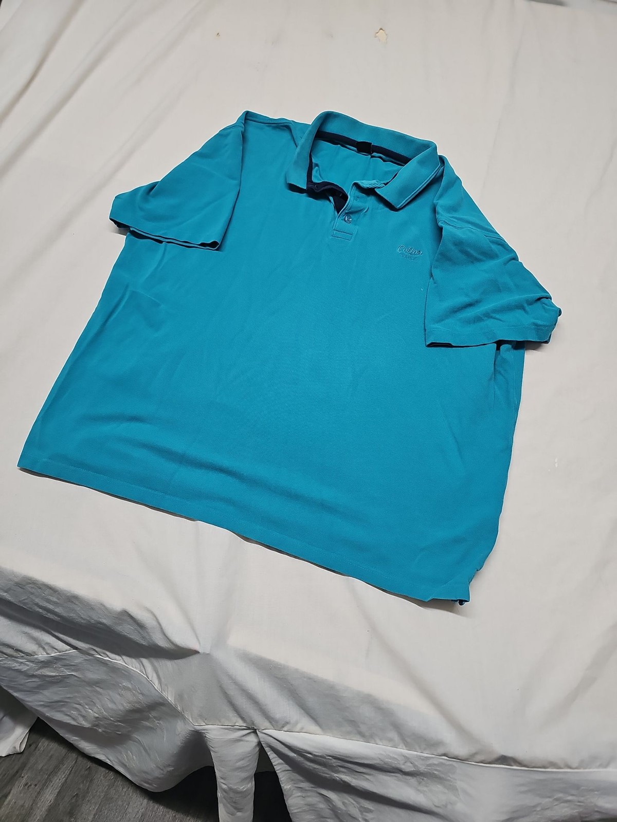 Cotton Traders Men's Turquoise Blue Piqué Polo Shirt 2XL A18 1417 - Image 4