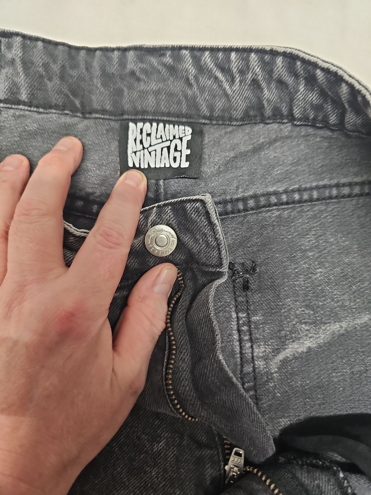Reclaimed Vintage Acid Wash Charcoal Grey Straight Leg Jeans w30 l29 A4 1249