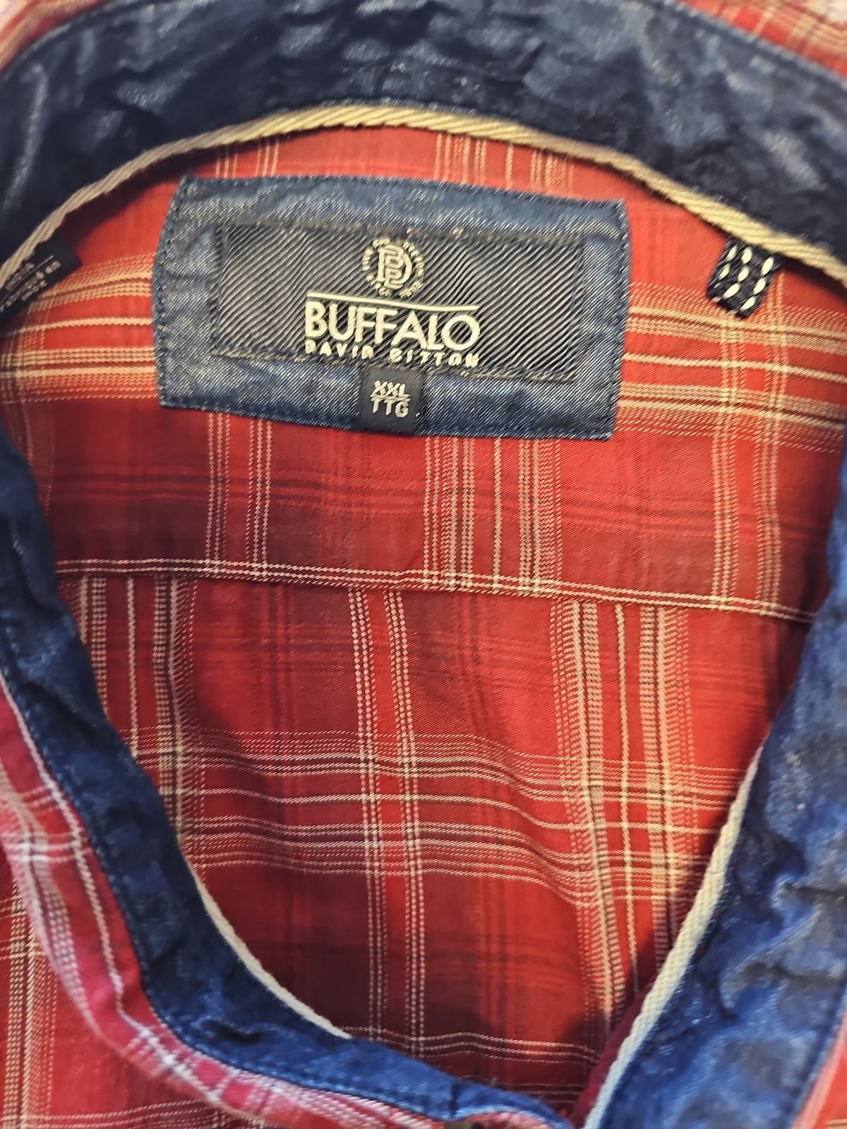 Buffalo David Bitton Men’s Red Plaid Check Button Down Shirt XXL A7 1278