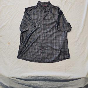 M&S Collection Men's Charcoal Grey Checked Short Sleeve Shirt - Large A7 1279