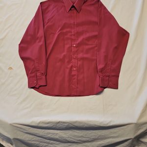 Essentials Burgundy Long Sleeve Formal Button-Down Shirt A7 1273