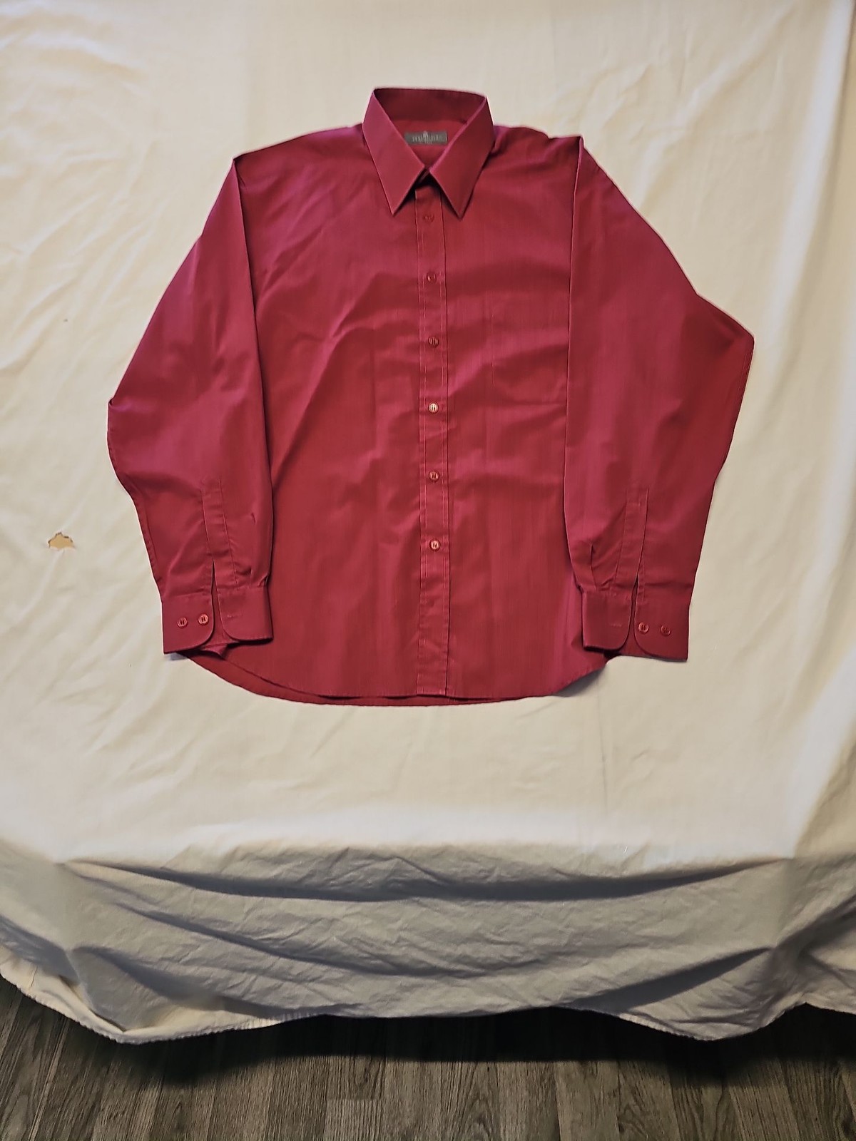 Essentials Burgundy Long Sleeve Formal Button-Down Shirt A7 1273