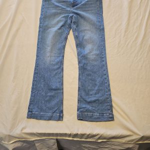 M&S Light Indigo Wide Leg Flare Jeans - Size UK 14 Regular A6 1269