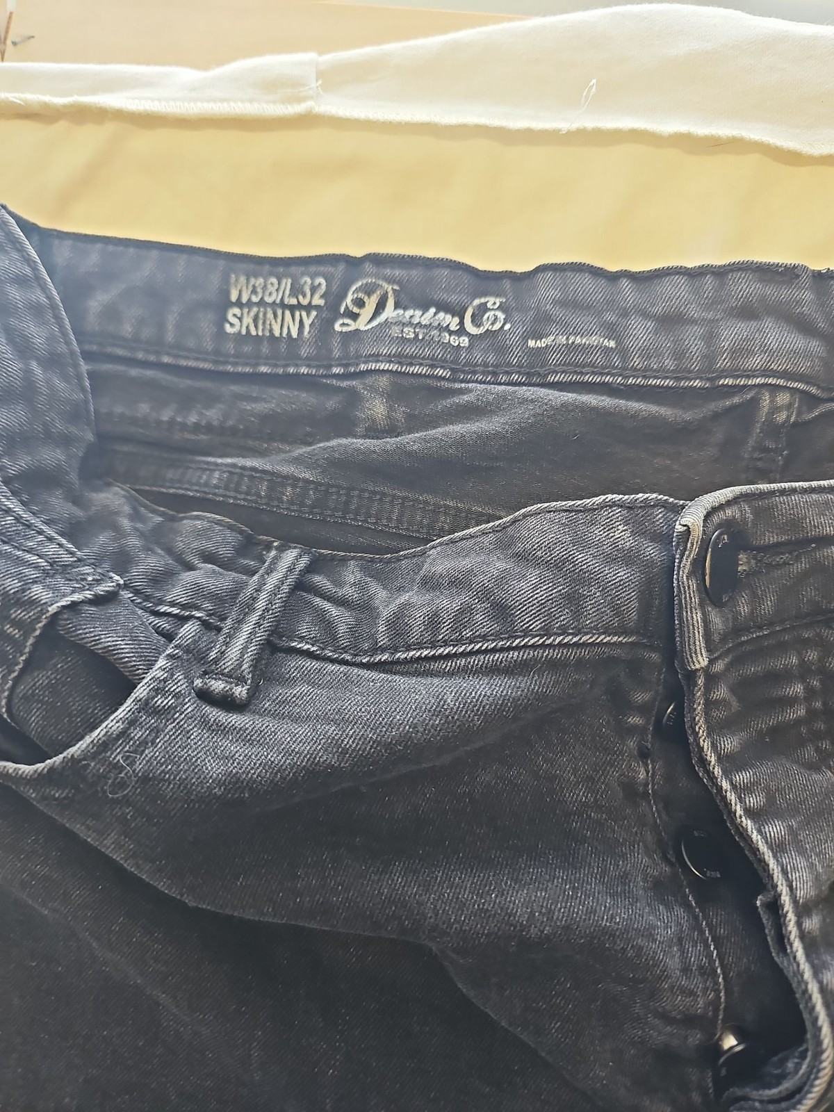 Denim Co. Skinny Distressed Black Jeans W38 L32 A5 1260