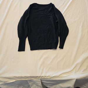 SHEIN Black Bishop Sleeve Ribbed Knit Jumper A1294
