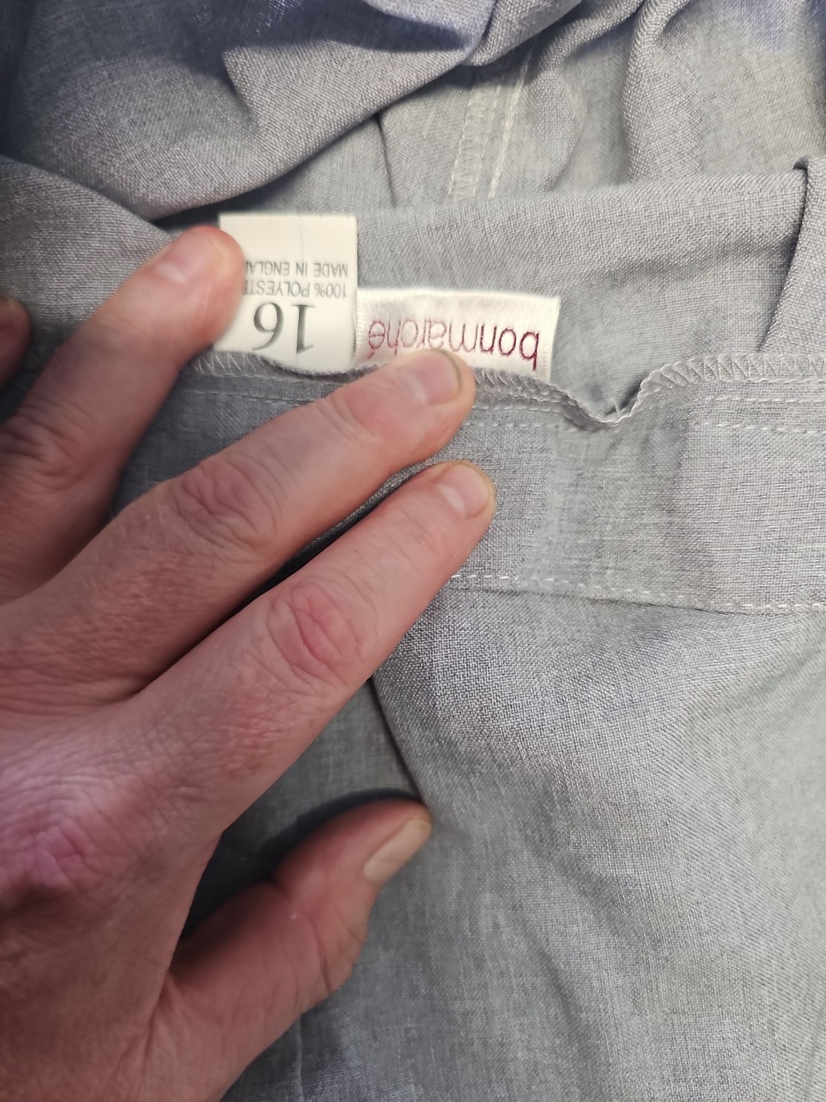 Vintage Bonmarché Grey High-Waisted Trousers – Size 16 – Made in England A3 1234