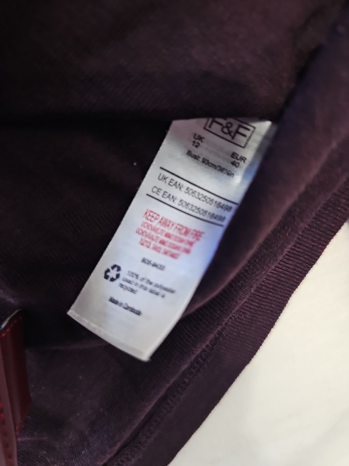 F&F Dark Burgundy Roll Neck Long Sleeve Top A6 1284