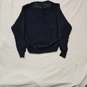 SHEIN Black Crochet Open Knit Mesh Jumper Sweater A7 1281