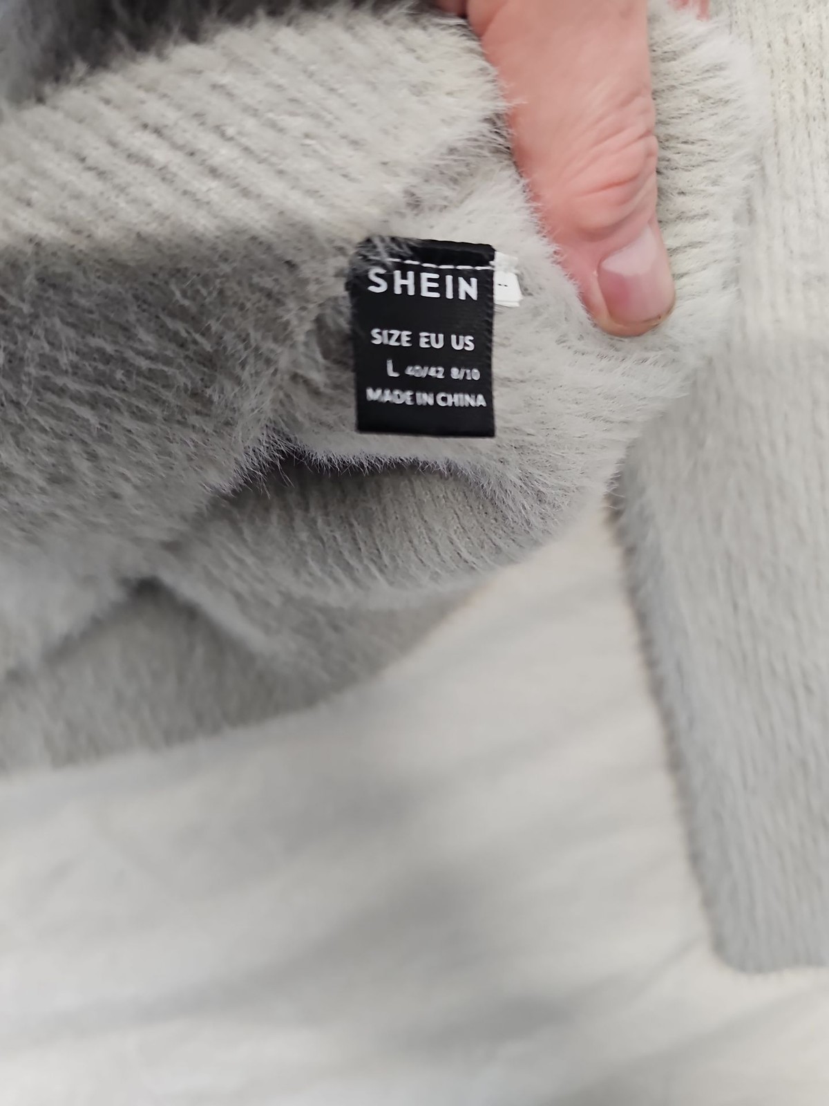 SHEIN Light Grey Fluffy Knit Roll Neck Jumper A7 1282