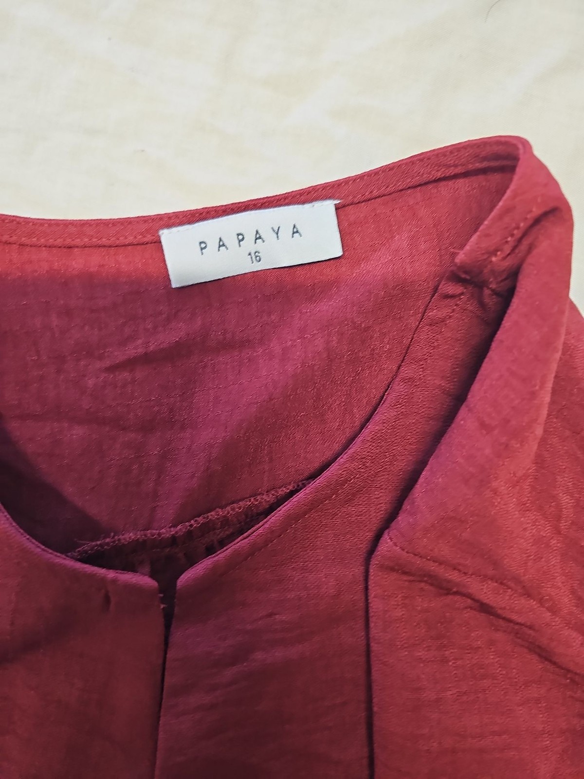 Papaya Burgundy Long Sleeve Blouse Size 16 A6 1286