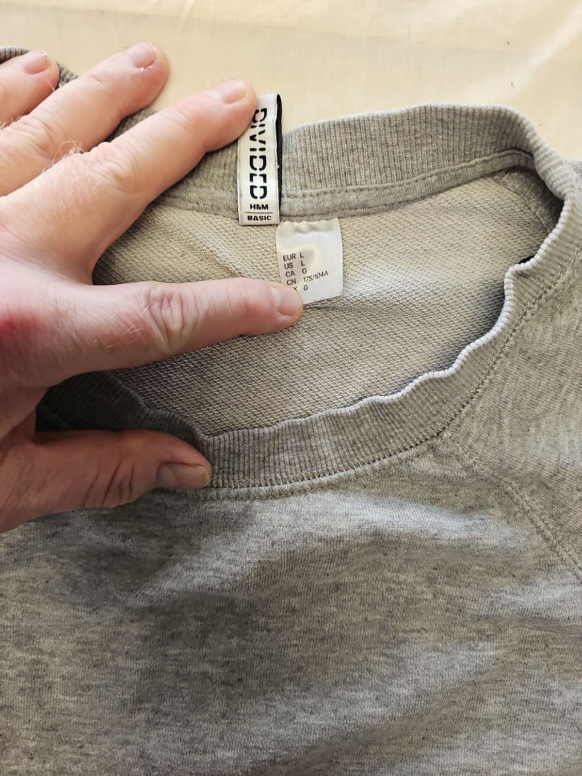 H&M Divided Basic Grey Marl Raglan Sweatshirt Size L A10 1296