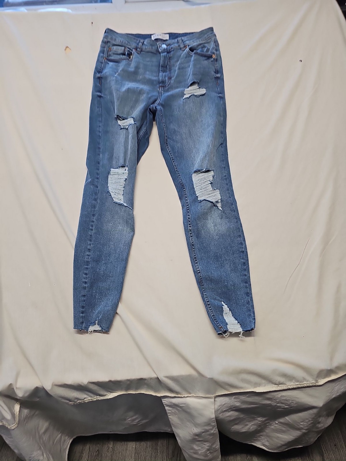 Primark Denim Co. Distressed Skinny Jeans in Mid-Blue Wash A8 1330
