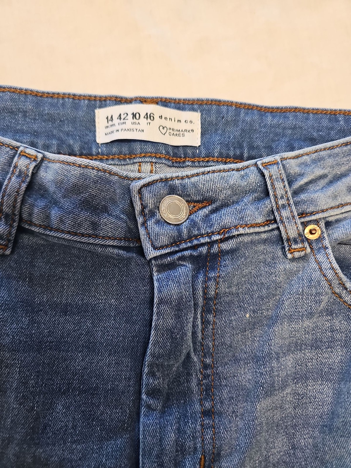Primark Denim Co. Distressed Skinny Jeans in Mid-Blue Wash A8 1330