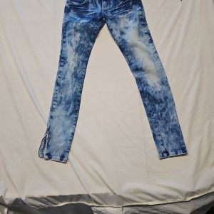 Bubblegum Denim Acid Wash Skinny Jeans with Ankle Zips A8 1329