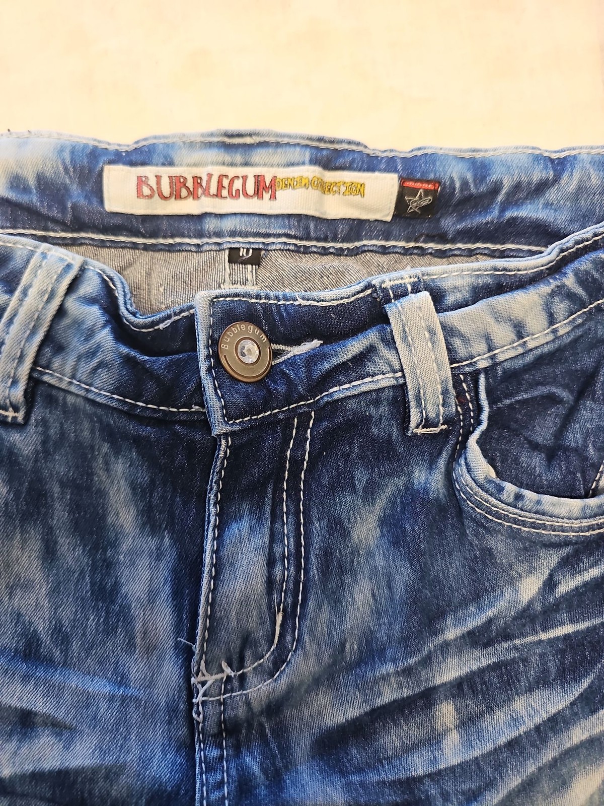 Bubblegum Denim Acid Wash Skinny Jeans with Ankle Zips A8 1329