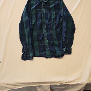 Peacocks Men's Green and Navy Plaid Flannel Shirt - Size M A11 1311