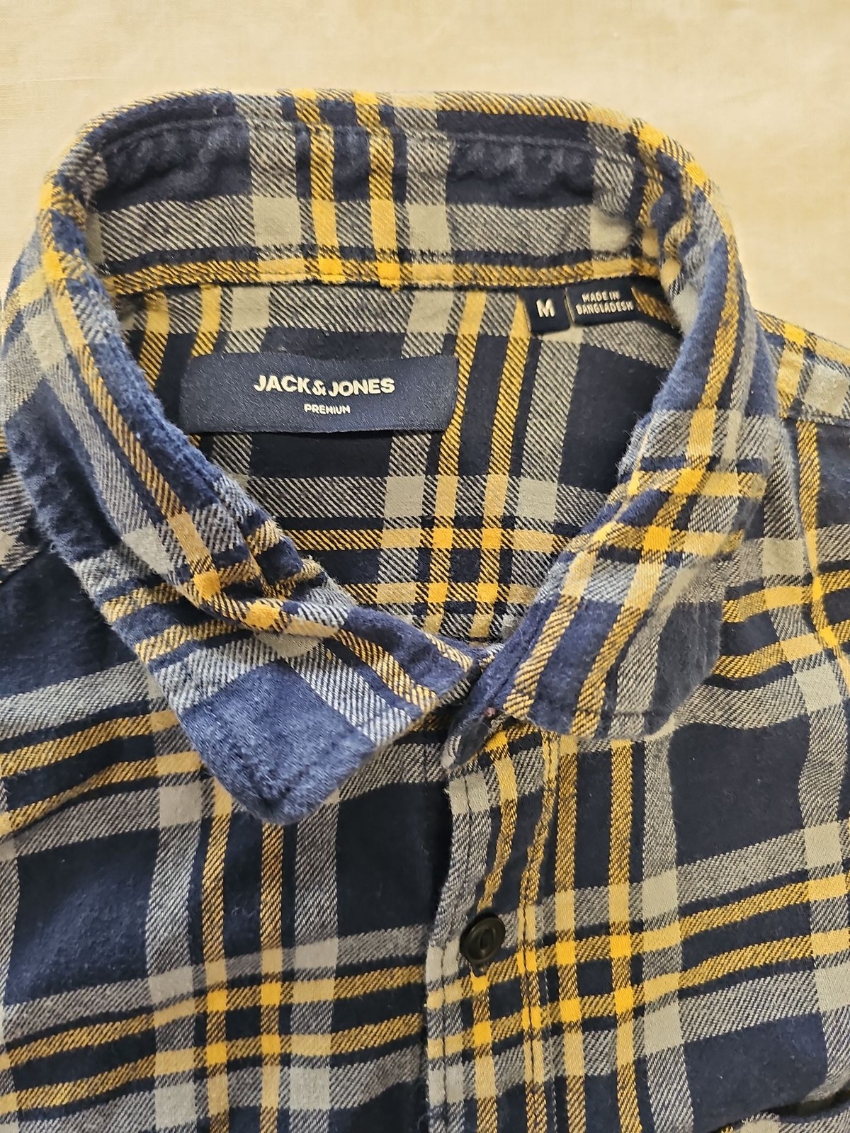 Jack & Jones Premium Plaid Flannel Shirt – Navy & Yellow A11 1312