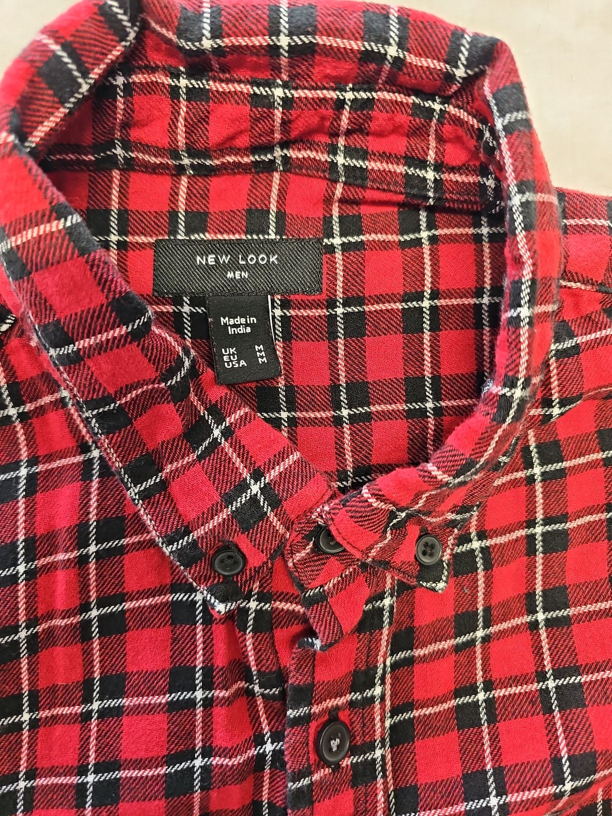 New Look Men’s Red Buffalo Plaid Flannel Shirt A11 1313
