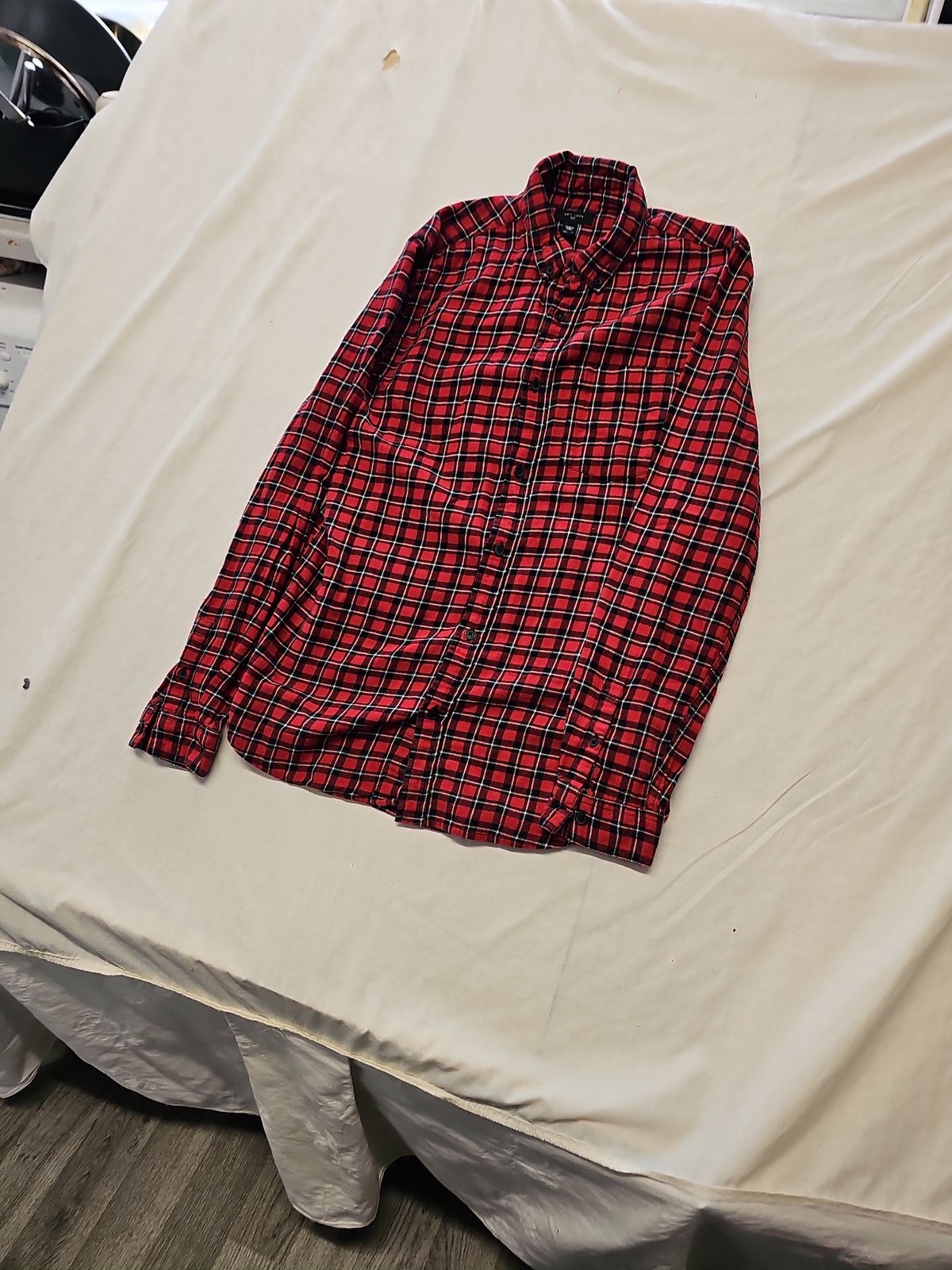 New Look Men's Red Buffalo Plaid Flannel Shirt A11 1313 - Image 4