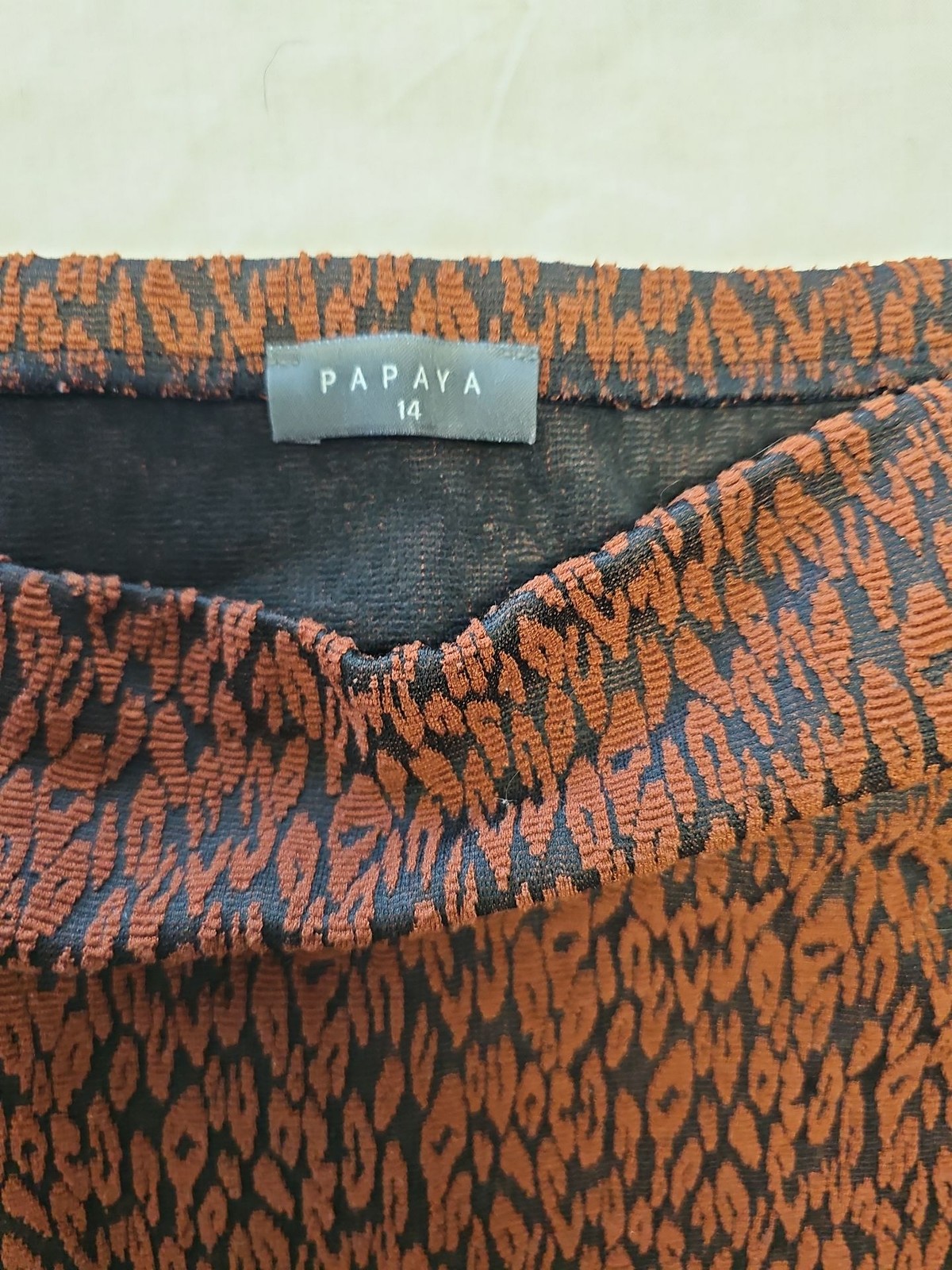 Papaya Textured Rust Brown Animal Print Mini Skirt Size 14 A11 1314