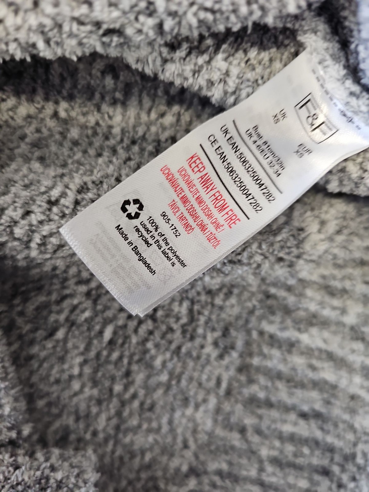F&F Grey Marl Recycled Polyester Roll Neck Jumper A11 1315