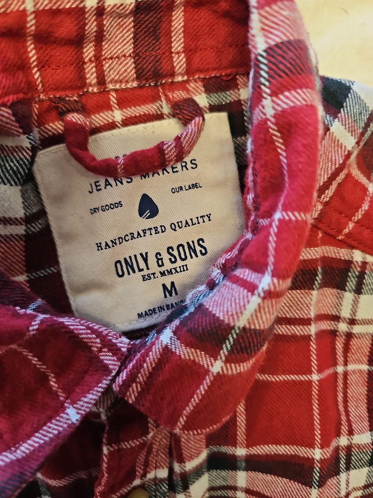 Only & Sons Red Plaid Flannel Button Down Shirt A11 1310