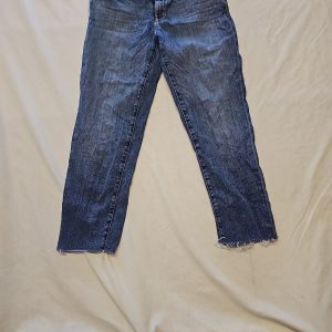 Eileen Fisher Mid-Wash Slim Leg Jeans with Raw Hem A8 1319