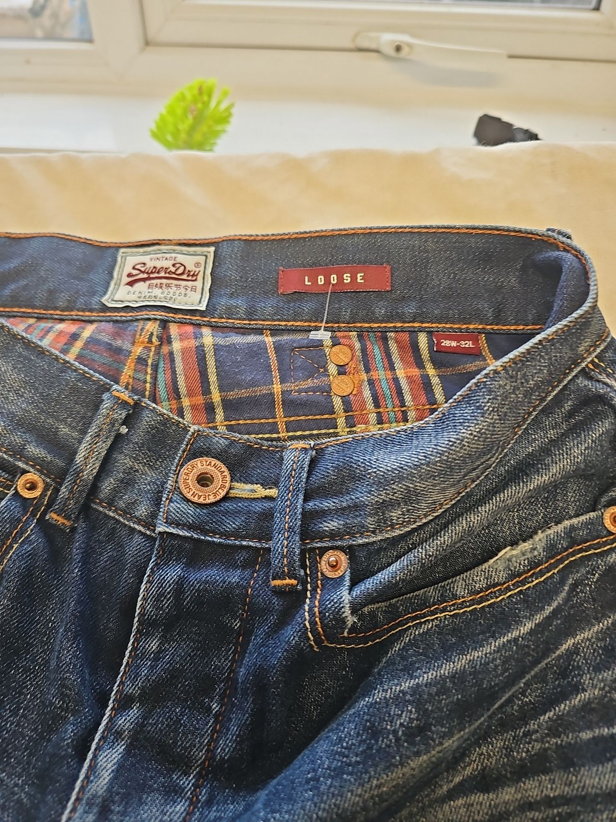 Superdry Vintage Loose Fit Dark Wash Jeans 28W 32L A8 1320