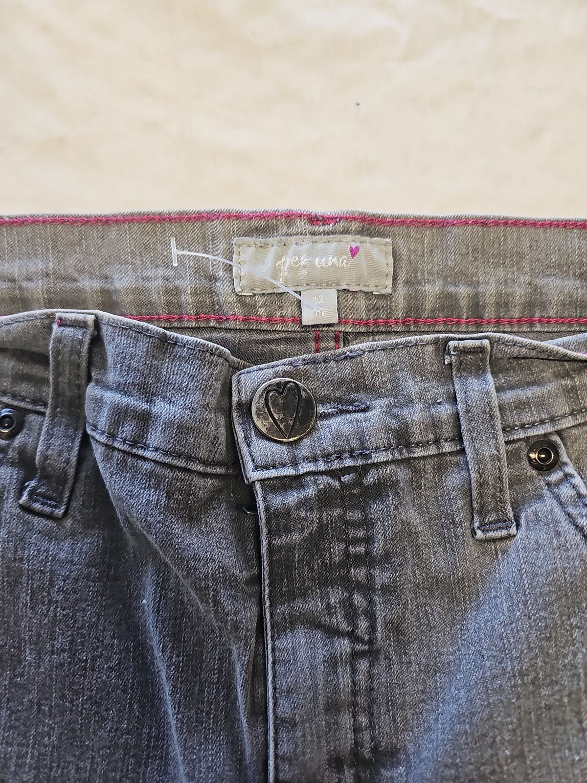 Per Una Marks & Spencer Grey Bootcut Jeans with Pink Contrast Stitching A8 1316