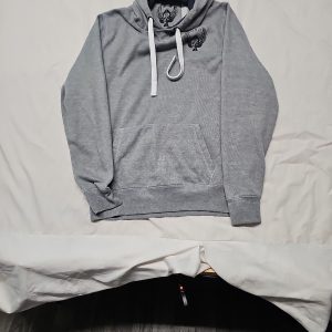 Ringspun Grey Graphic Hoodie with Skull & Wings Motif A13 1366