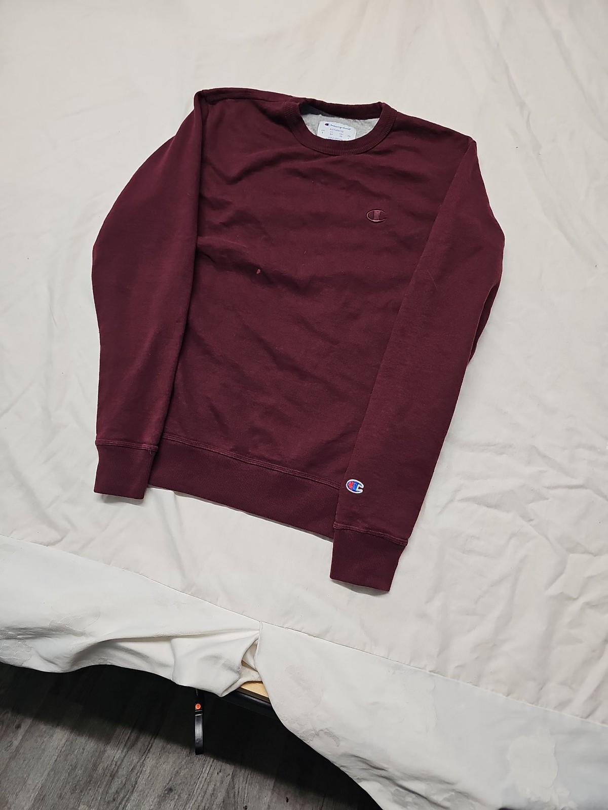Champion Authentic Crewneck Sweatshirt in Burgundy slight bleach mark A13 1362 - Image 5