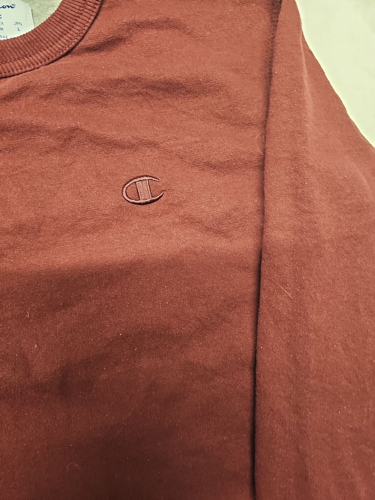 Champion Authentic Crewneck Sweatshirt in Burgundy slight bleach mark A13 1362 - Image 7