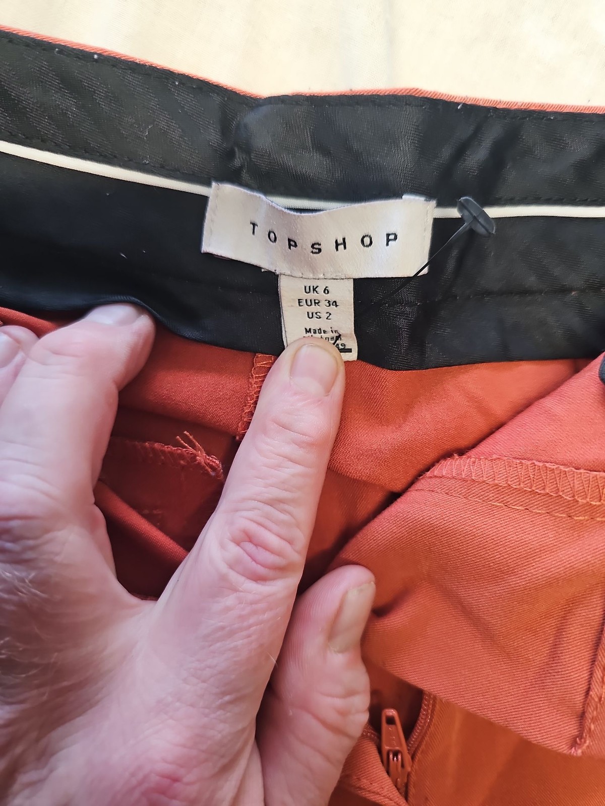 Topshop Terracotta Rust Tailored Slim Trousers A3 1231