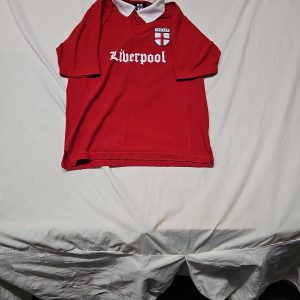 Vintage Liverpool FC England Rugby Style Polo Shirt - Red & White A14 1381