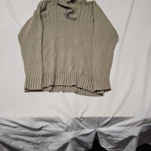 George Men's Sage Green Ribbed Mock Neck Button Jumper A14 1374