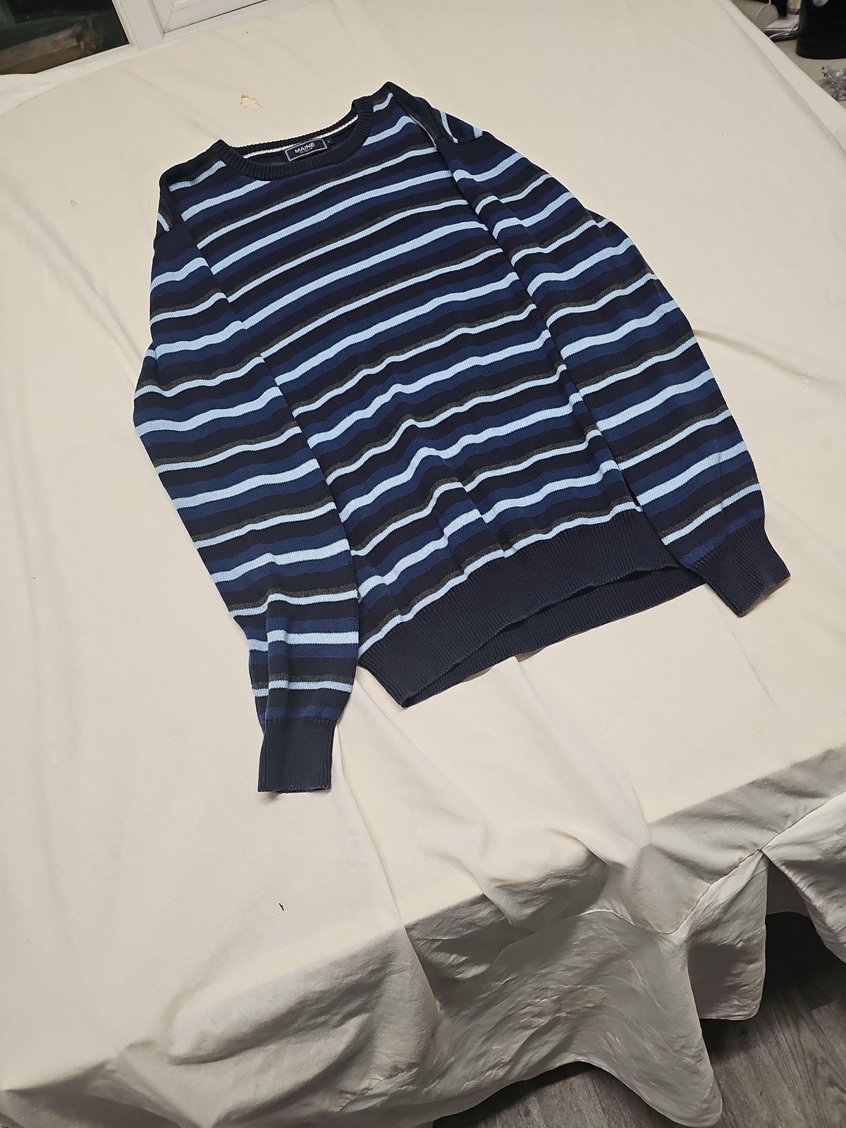 Maine New England Men's Striped Crew Neck Knitted Jumper A17 1397 - Image 3