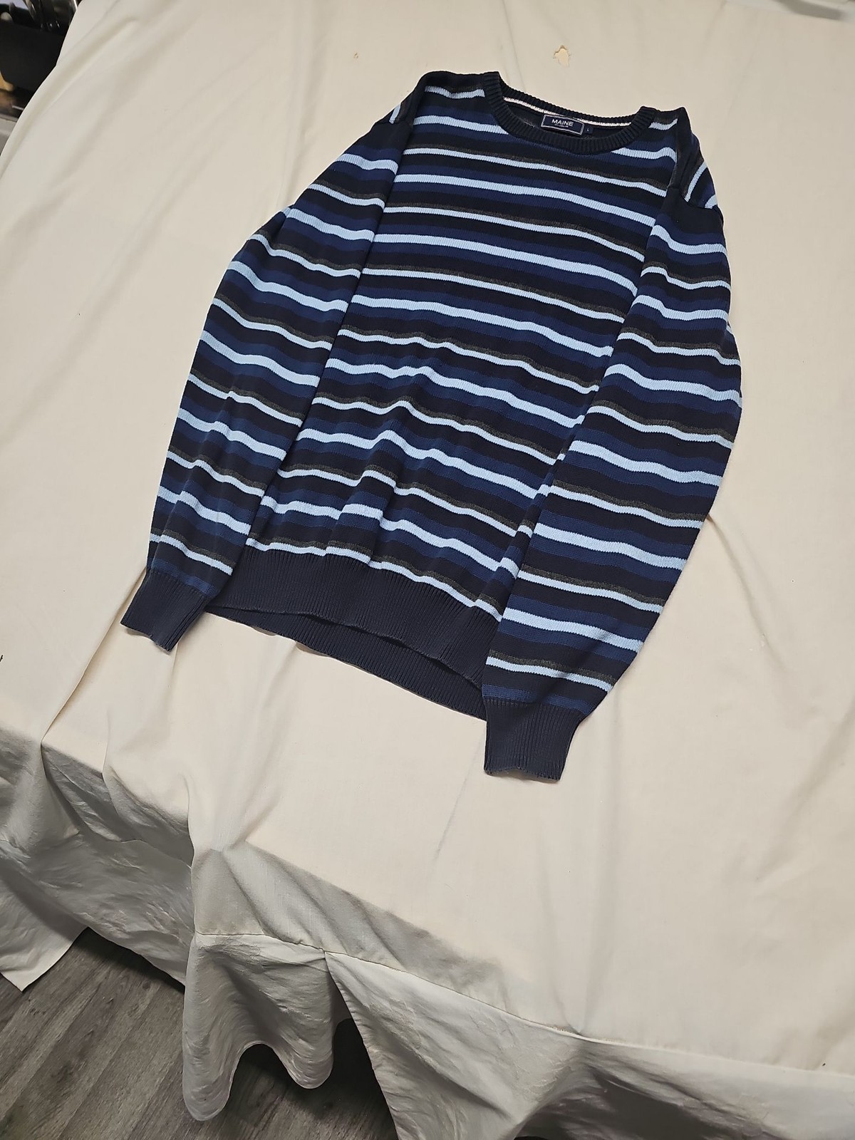 Maine New England Men's Striped Crew Neck Knitted Jumper A17 1397 - Image 4