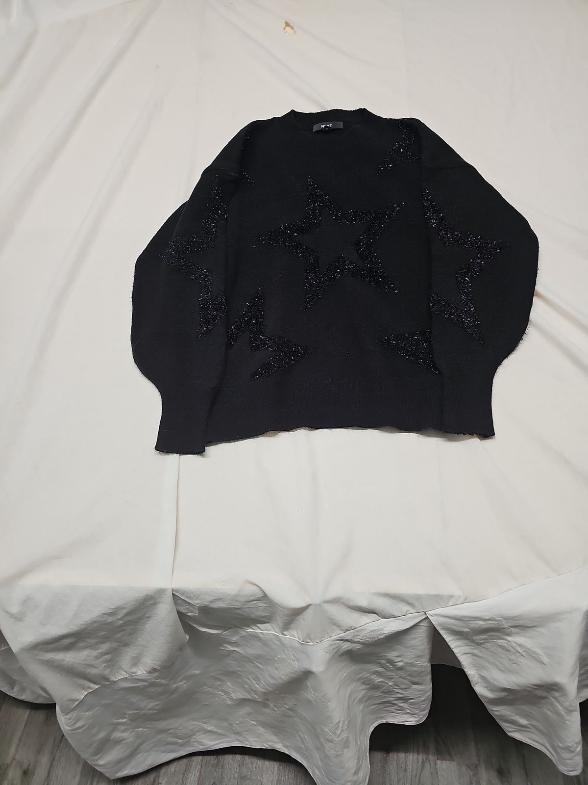 Next Black Star Pattern Sparkle Jumper A16 1391