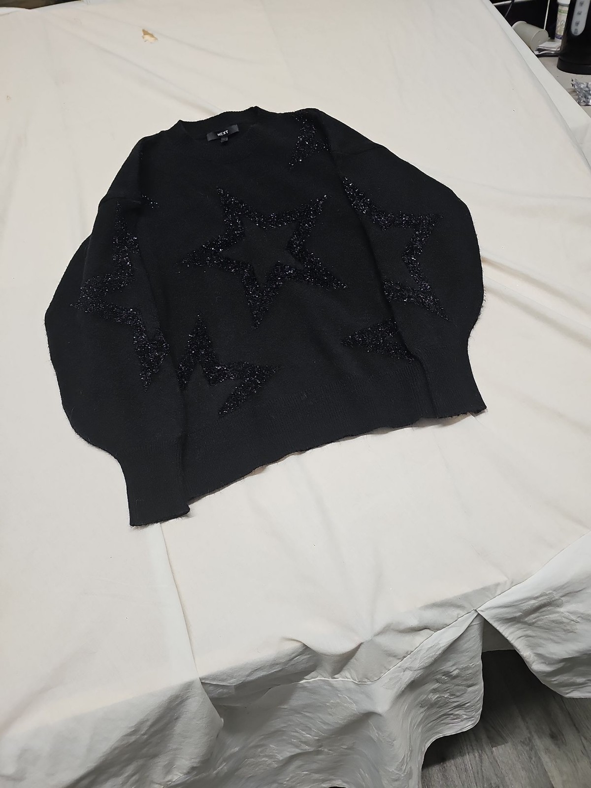 Next Black Star Pattern Sparkle Jumper A16 1391 - Image 3