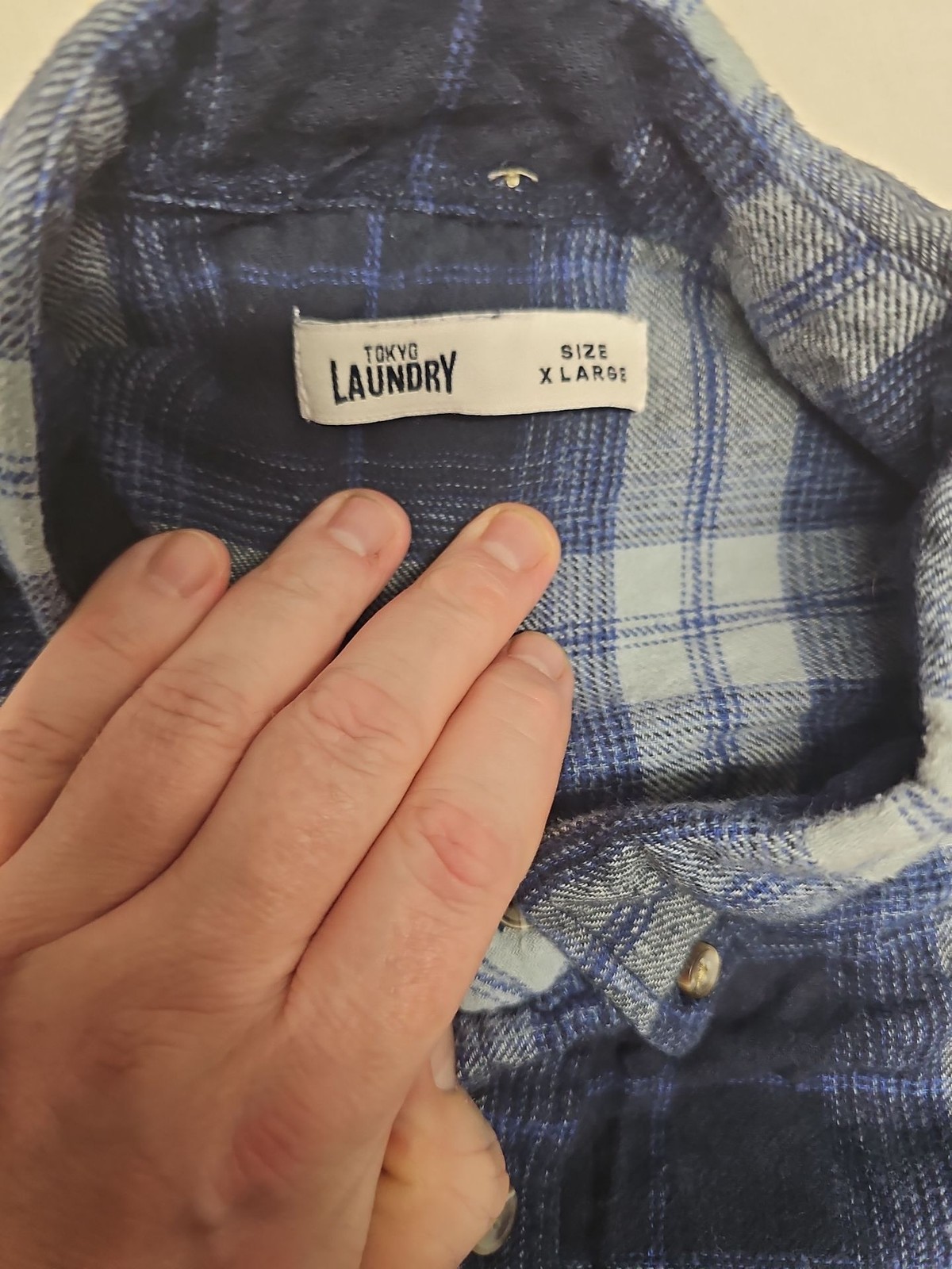Tokyo Laundry Men’s Blue Plaid Flannel Shirt XL A16 1393