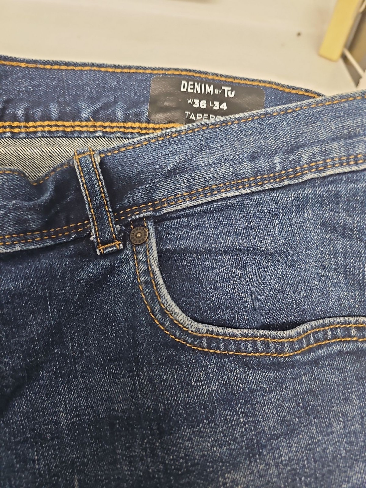 Tu Tapered Dark Wash Denim Jeans W36 L34 A4 1248